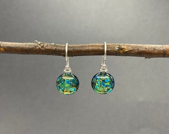 Vegas Nights- Dichroic Glass and Sterling Silver Earrings