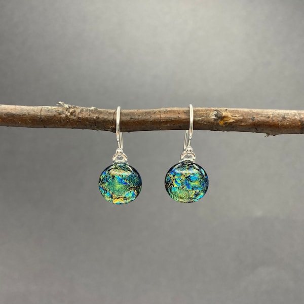 Vegas Nights- Dichroic Glass and Sterling Silver Earrings