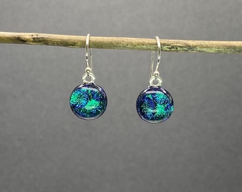 Mother Earth Dichroic Glass and Sterling Silver Earrings