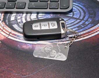 Personalized acrylic keychain &quot;Square&quot; with photo, including gift box