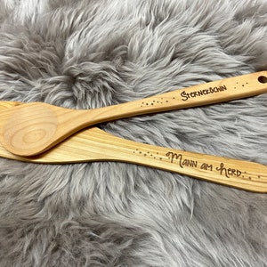 Pointed cooking spoon, spatula, risotto spoon personalized from oiled cherry wood