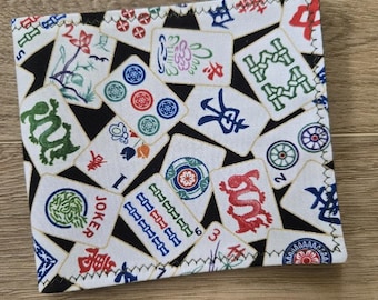 MahJongg REGULAR size card cover/protector  Tiles, Green inside.
