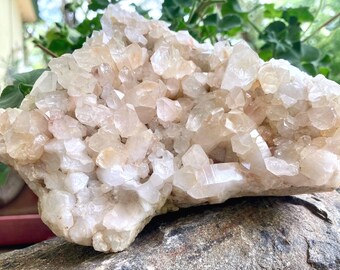 Arkansas Clear Quartz Crystal Cluster: Raw Gemstone Display (1lb 13ozs)