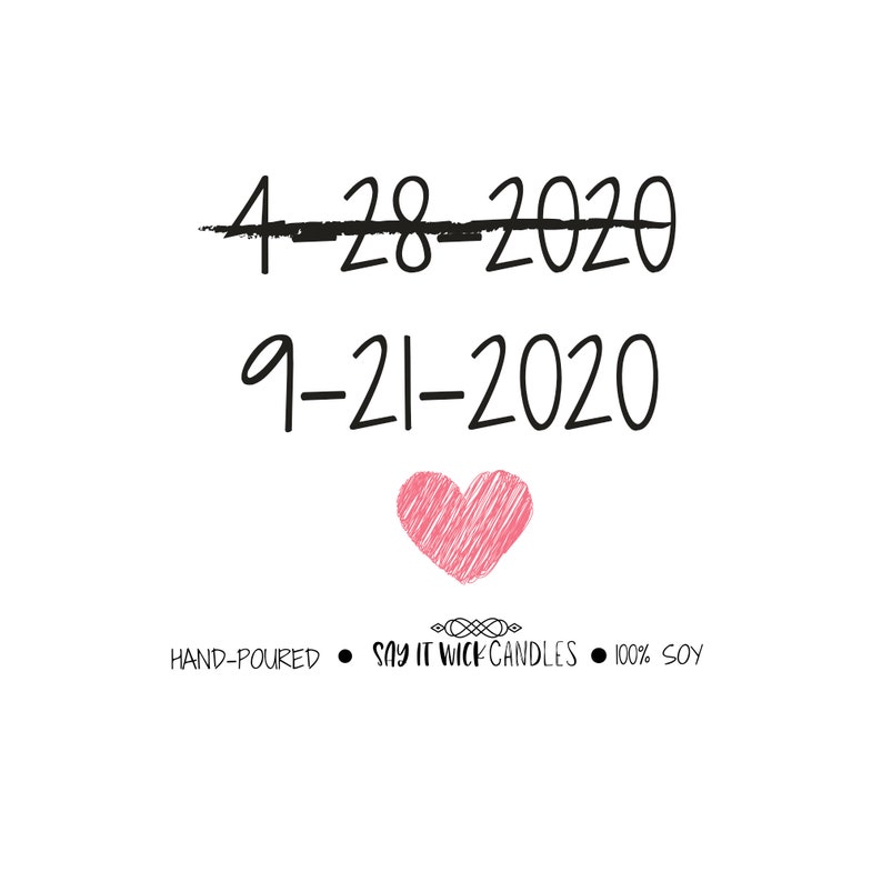 New Wedding Date Candle Postponed Wedding GiftScented Candle Etsy