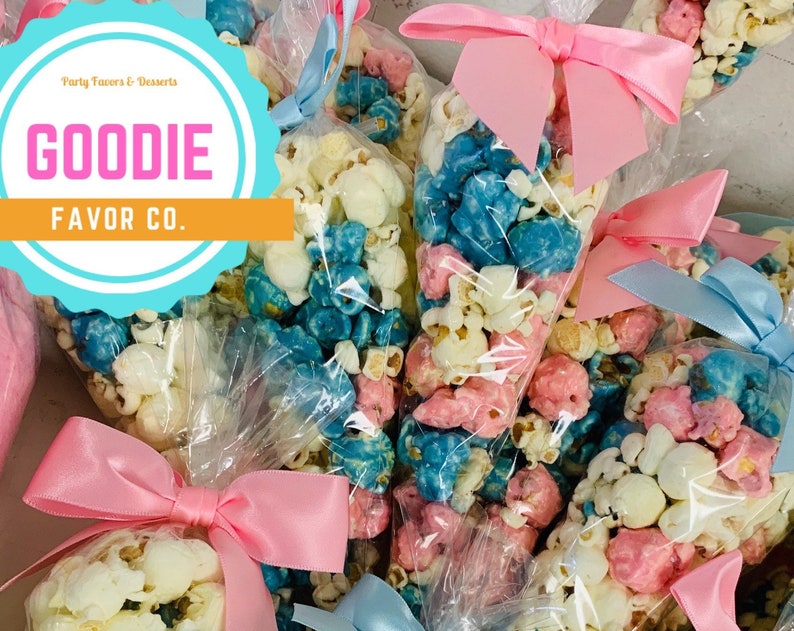 10- Gender Reveal 3 Color Popcorn Cone Favors