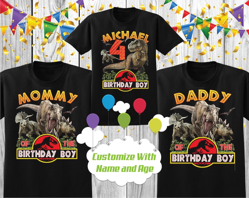 Jurassic Park Custom Birthday Boy Shirt Jurassic park Bday tshirt Jurassic Park Birthday shirt for Boy and Girl Dinosaur Birthday Shirt