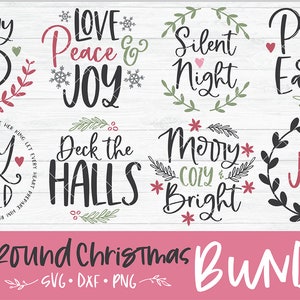 DIGITAL FILES - svg, dxf, png Christmas Round/Circle Sign Bundle, Christmas decor bundle, home decor, circle sign svg, wood sign svg dxf