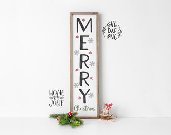 DIGITAL FILES - svg, dxf, png "Merry Christmas" Christmas Porch Sign, Vertical Sign svg, farmhouse sign svg, cricut, rustic, winter, bell