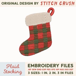 Christmas Plaid Stocking Mini Icon Embroidery File | From Christmas Classics V2 (Digital Download)