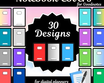 30 Digital Good Notes Notebook Covers.  Composition Notebook Style. Bright Colors and Gradients.