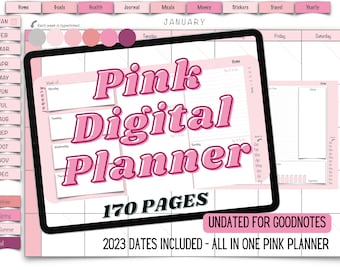 2023 Digital Planner, Undated Mom Planner for Goodnotes, Pink