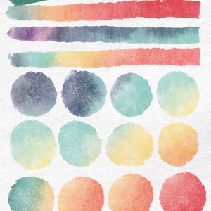 Digital Washi Tape for GoodNotes in Water Color Rainbows image 2