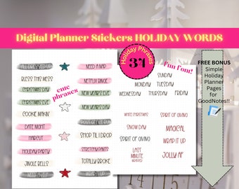 Winter Holiday Phrases with bonus Free Christmas Planner