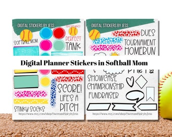 Softball Momma Goodnotes Stickers, Pre-Cropped