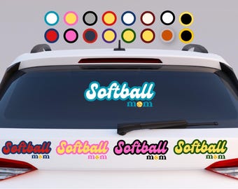SOFTBALL MOMMA Car Sticker, Sport Sticker, Custom Team Colors, Cricut