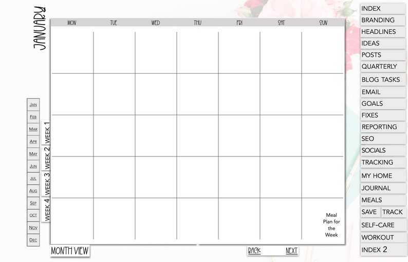 2023 Blog Planner Blogging Planner Undated Blog Post Planner, GoodNotes, iPad Business Planner Content Planner Weekly Meal Planner image 3