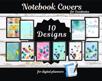 Digital Notebook Covers for Good Notes Planner - 10 Different Designs