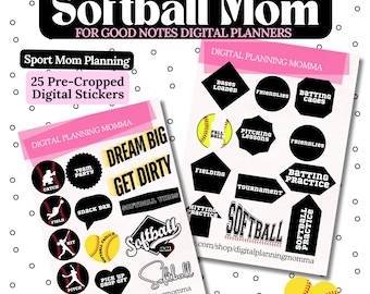 SOFTBALL MOMMA MAMA  Digital Sticker Set for Digital Planning and Journaling