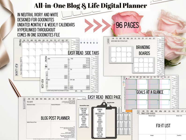 2023 Blog Planner Blogging Planner Undated Blog Post Planner, GoodNotes, iPad Business Planner Content Planner Weekly Meal Planner image 5