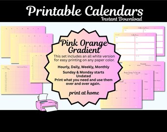 Undated Printable Family Calendar Pages, 8.5 x 11 size, Horizontal