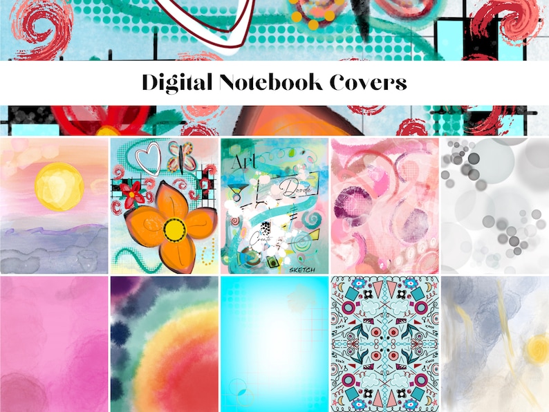 Digital Notebook Covers for Good Notes Planner 10 Different Designs image 1