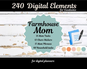 Farmhouse MOMMA Pre-cropped Digital Household Planner Stickers for Good Notes