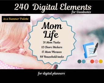 Momma Life Pre-Cropped Stickers, Household Planner (Digital Download)
