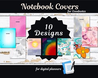 Digital Notebook Covers for Good Notes Planner - 10 Different Designs