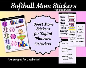 Softball Momma Sport Mom Stickers, Pre-Cropped Stickers