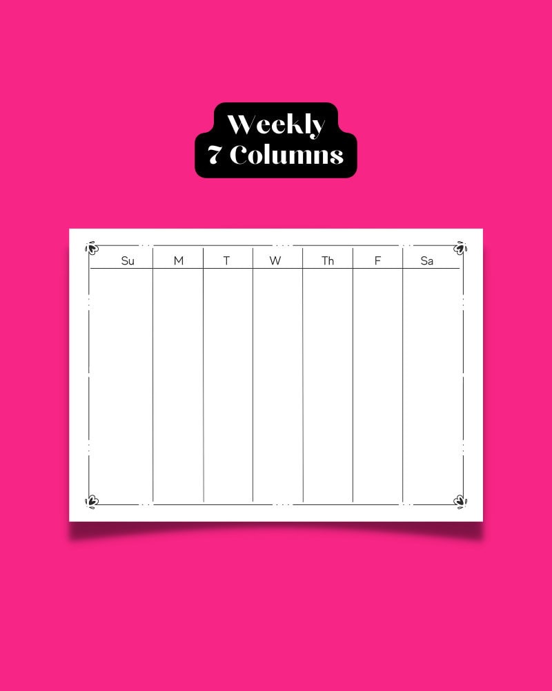 Blank Printable Calendar, 8.5 X 11 Size, Undated, Horizontal Etsy
