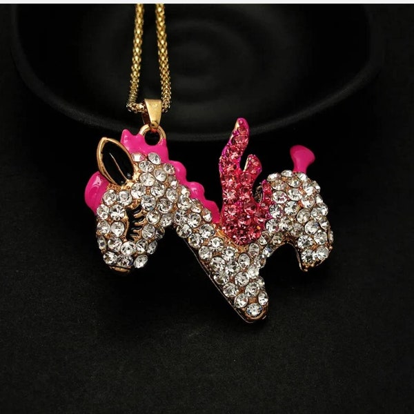 Betsey Johnson Necklace - Sparkly Pink Unicorn