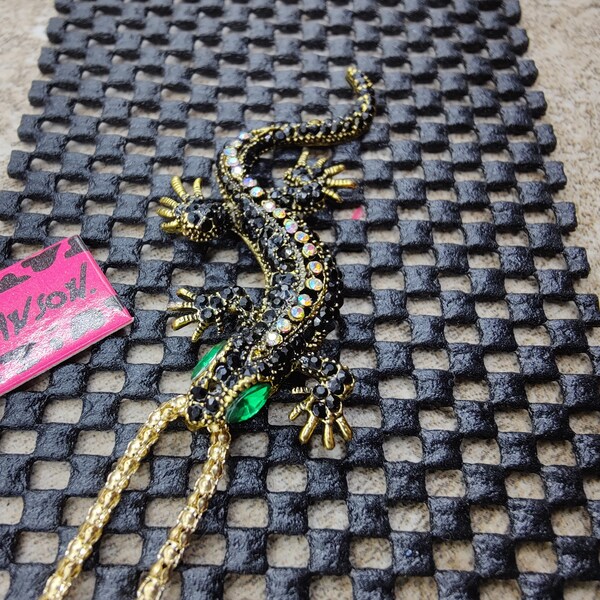 Betsey Johnson Necklace - Lizard Design, black, gold