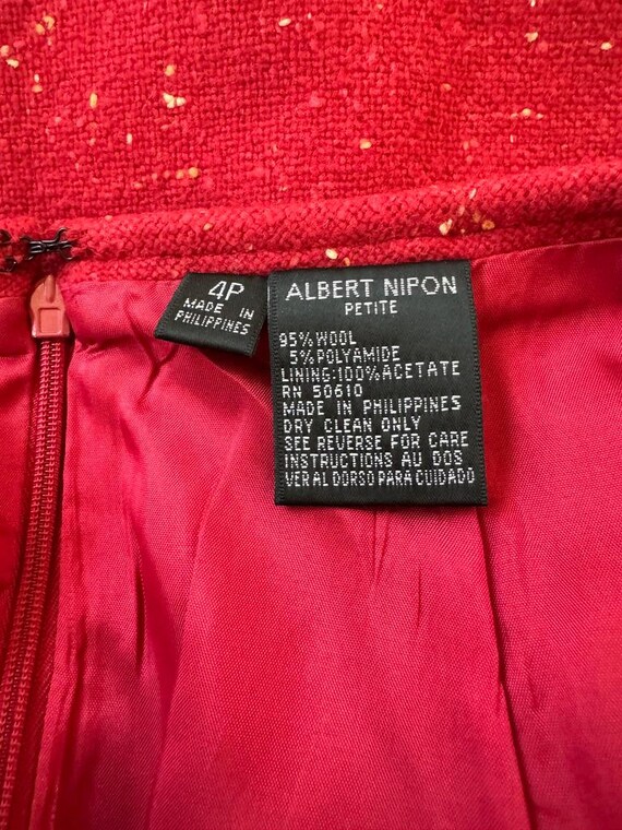 Vintage ‘90s Albert Nipon Red Wool Pencil Skirt - image 7