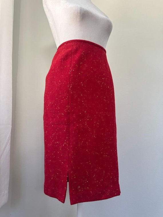 Vintage ‘90s Albert Nipon Red Wool Pencil Skirt - image 1