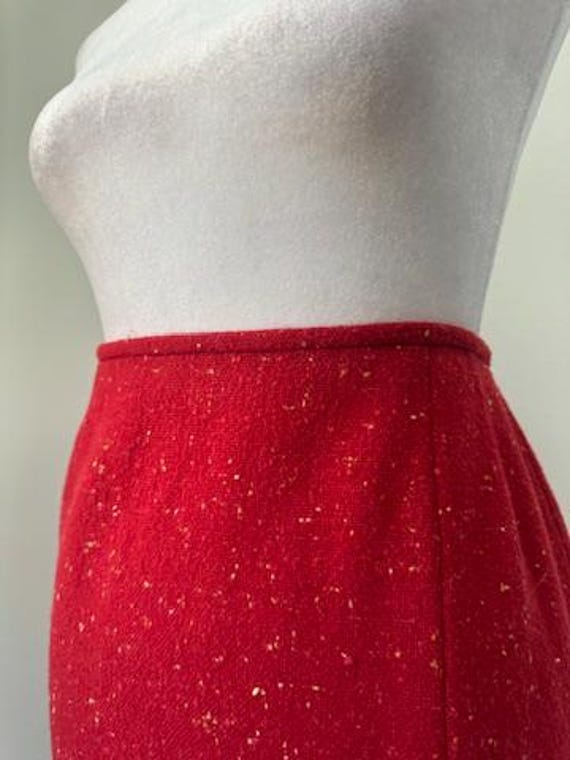 Vintage ‘90s Albert Nipon Red Wool Pencil Skirt - image 5