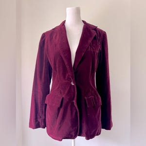 Vintage ‘90s Burgundy Velvet Single Breasted Blazer