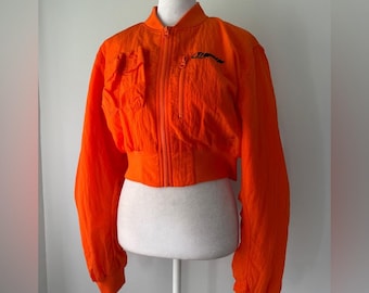Trapstar Bright Orange Full Zip Cropped Bomber Jacket