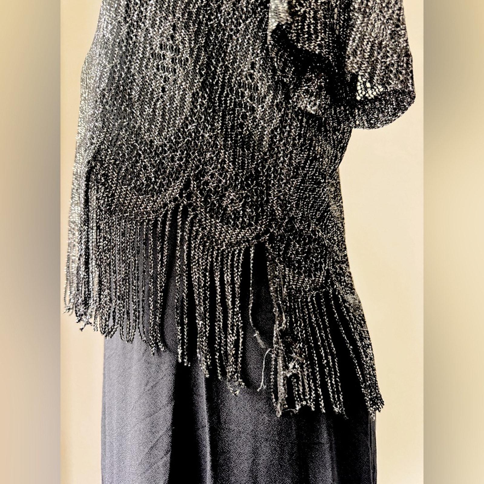 Vintage '90s Black Scoop Neck Sleeveless Maxi Dress w/ Metallic Fringed Topper Vintage '90s Black Scoop Neck Sleeveless Maxi Dress w/ Metallic Fringed Topper