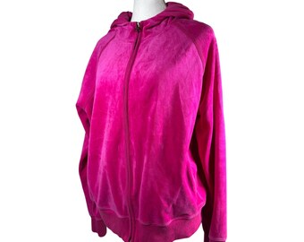 Bluza z kapturem Vintage Y2K I.E. w kolorze intensywnego różu, rozpinana na zamek