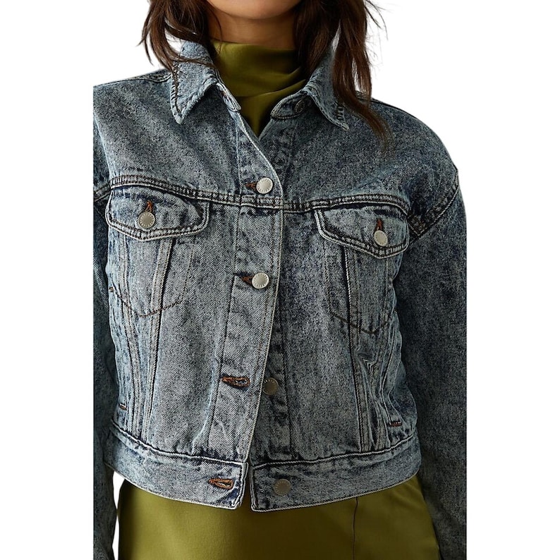 Anthropologie Aves Les Filles cropped denim truckerjack afbeelding 1