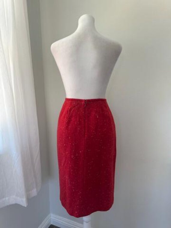 Vintage ‘90s Albert Nipon Red Wool Pencil Skirt - image 6