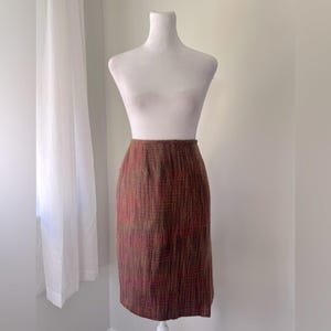 Vintage ‘00s Liz Claiborne Brown & Burgundy Textured Knee Length Skirt