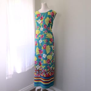 Vintage Y2K Mlle Gabrielle Dark Aqua Floral Print Sleeveless Tie Back Maxi Dress