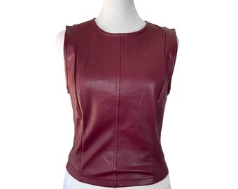 7 for All Mankind Burgund Kunstleder Tank Top