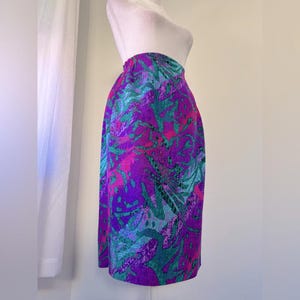 Vintage &#39;90s Anne Crimmins para Umi Collections 100% Seda Saia Multicolorida
