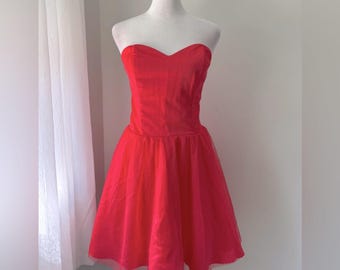 Vintage Y2K Steppin’ Out Coral Pink Strapless A-Line Mini Dress