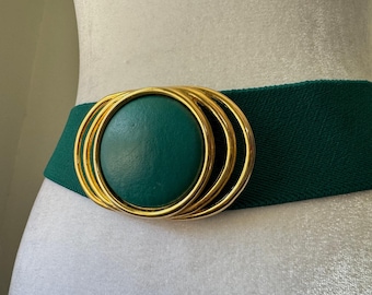 Vintage ‘80s Green & Gold Stretchy Belt
