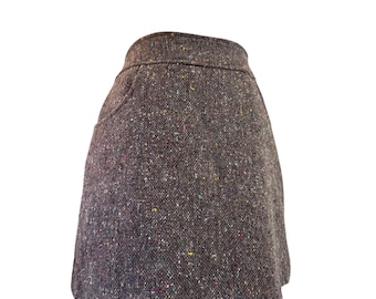 Minigonna vintage Y2K Express in misto lana marrone