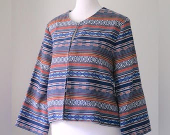 Liz Claiborne Multicolor Striped Hook Closure Lightweight Jacket