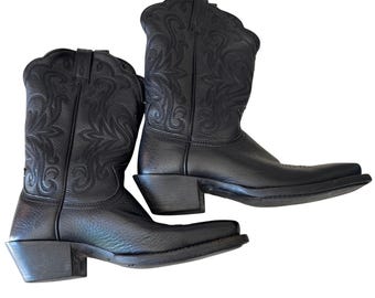 Ariat Black Leather Heeled Western Boots